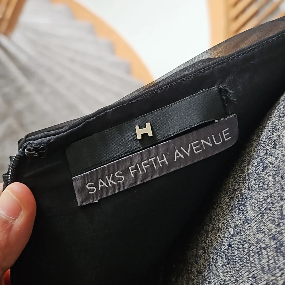 Saks Fifth Avenue black pleated gown - Picture 5 of 8